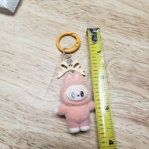 Labubu Monster 3.5" Fuzzy Keychain Purse Backpack Phone Case Charm Orange
